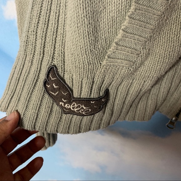 Nollie- Gray Knit Zip Sweater Long Sleeve Medium - Picture 10 of 11